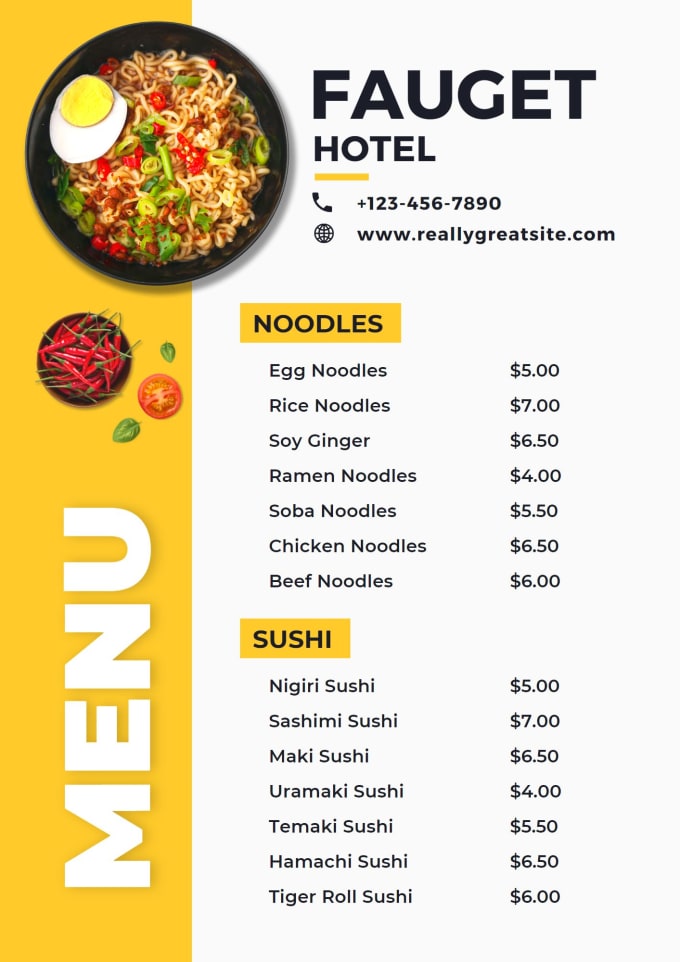 Gig Preview - Design restaurant menu or price list