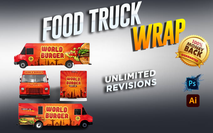 Gig Preview - Design custom custom food truck wrap you