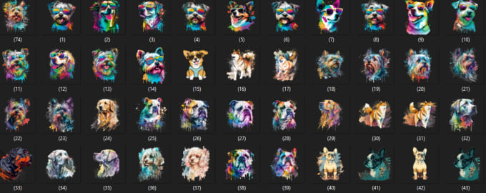 Bestseller - provide 74 dog designs for your etsy or shopify store