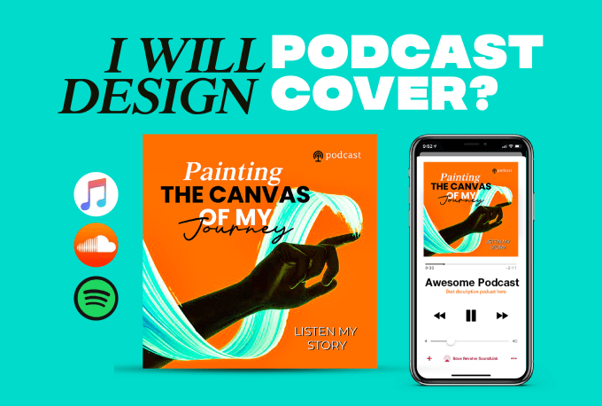 Gig Preview - Design professional podcast cover art design for your sample pack or podcast