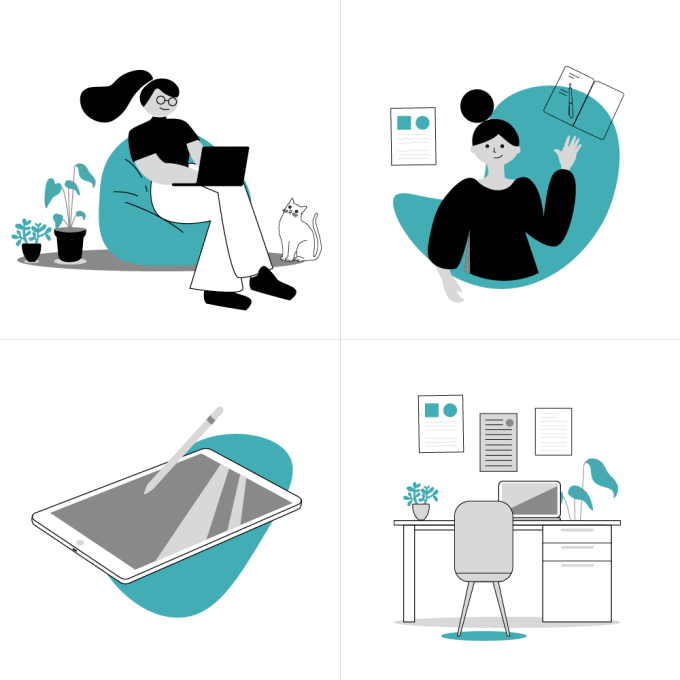 Gig Preview - Create flat illustrations as a set