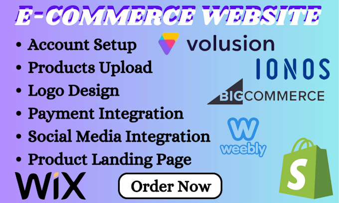 Gig Preview - Build ecommerce website via ionos volusion shopify wix bigcommerce weebly