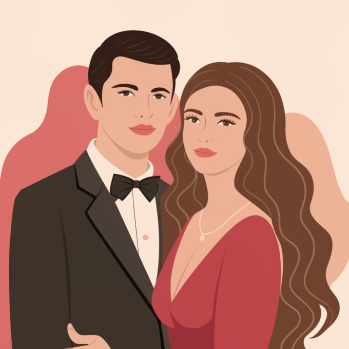 Gig Preview - Do a detailed vector couple portrait