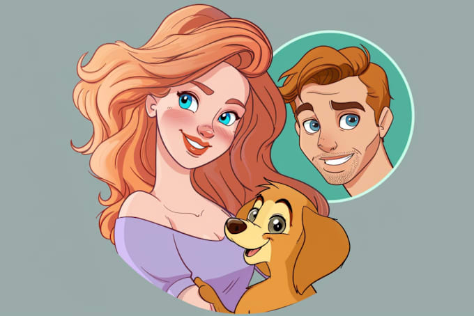 Gig Preview - Draw you into disney style cartoon portrait