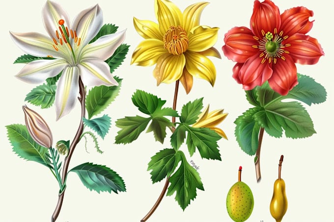 Gig Preview - Create a botanical vector illustration of flowers