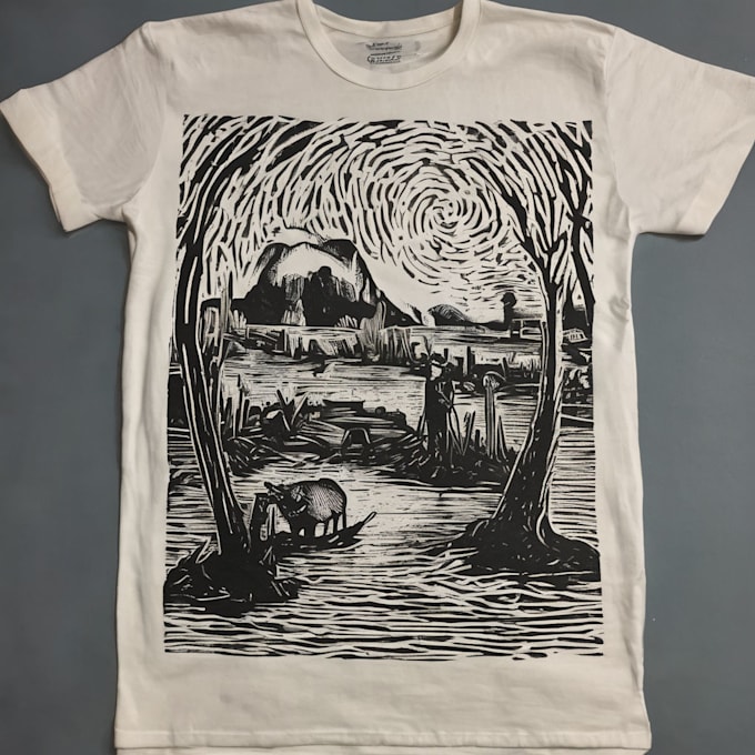 Gig Preview - Create linocut t shirt design for brands