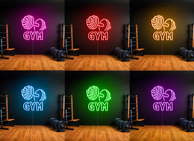 Bestseller - design neon sign neon light 3d mockup with all colors