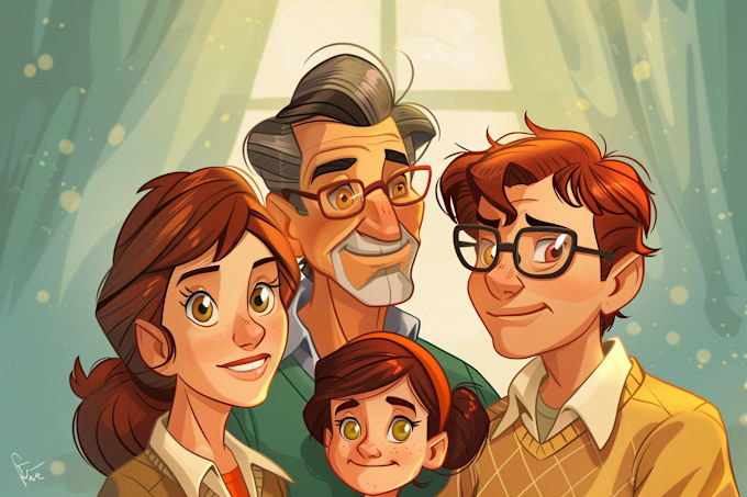 Gig Preview - Draw disney family portrait illustration