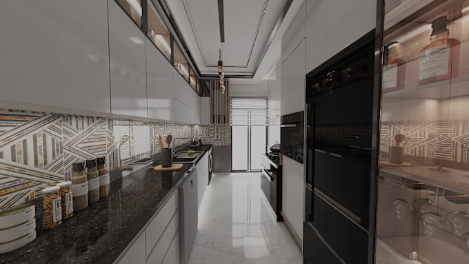 Gig Preview - Do professional interior design, 3d render for your kitchen