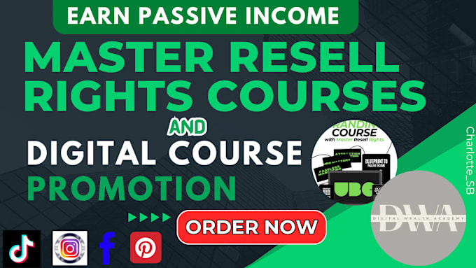 Gig Preview - Promote master resell right courses and digital products to earn passive income