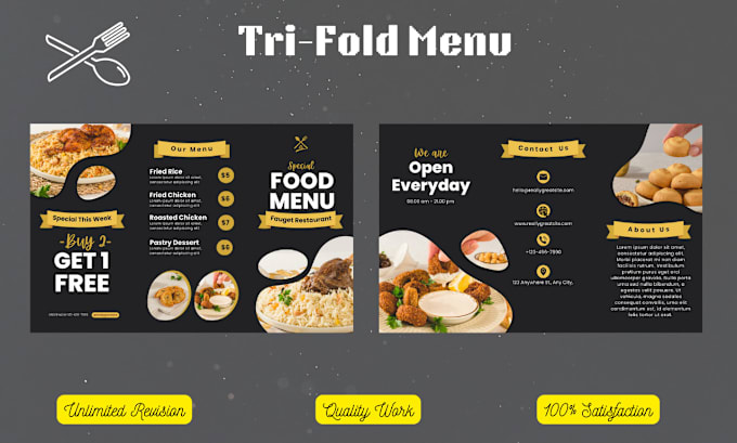 Gig Preview - Design amazing food restaurant menu design, menu card design