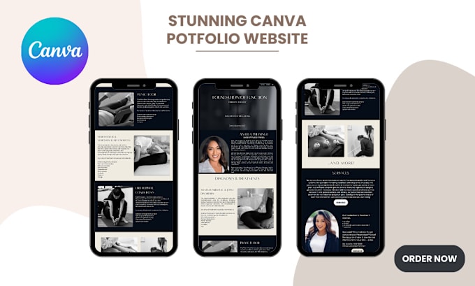 Gig Preview - Design a professional stunning canva portfolio website canva to wordpress