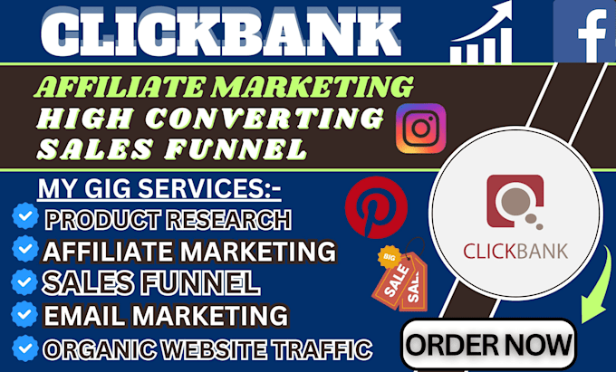 Gig Preview - Do affiliate marketing sales funnel for clickbank amazon website to boost sales