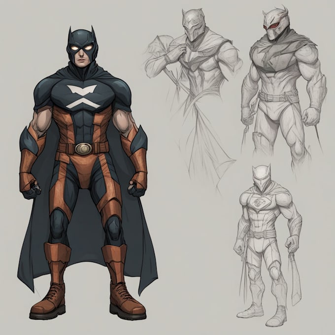 Gig Preview - Make concept art superhero character for my style