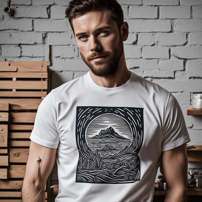 Bestseller - make a linocut t shirt design for brand