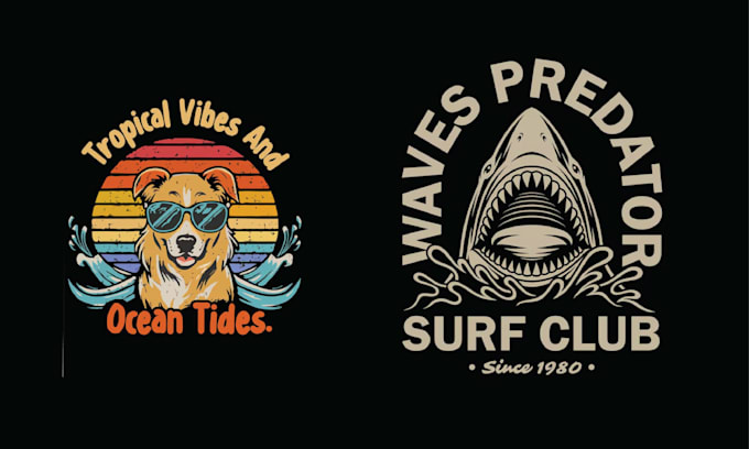 Gig Preview - Make vintage hand draw beach surfing skull logo and illustration