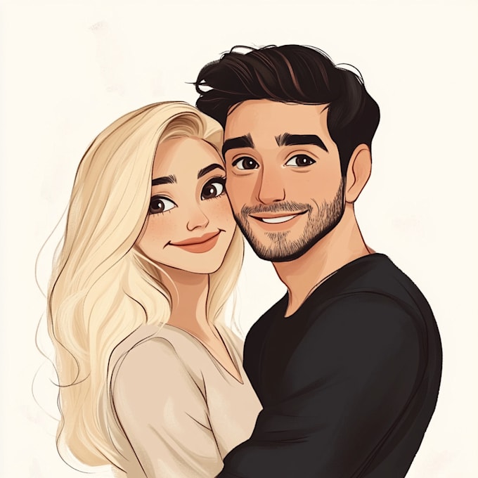 Gig Preview - Design couple portrait illustration from your photo