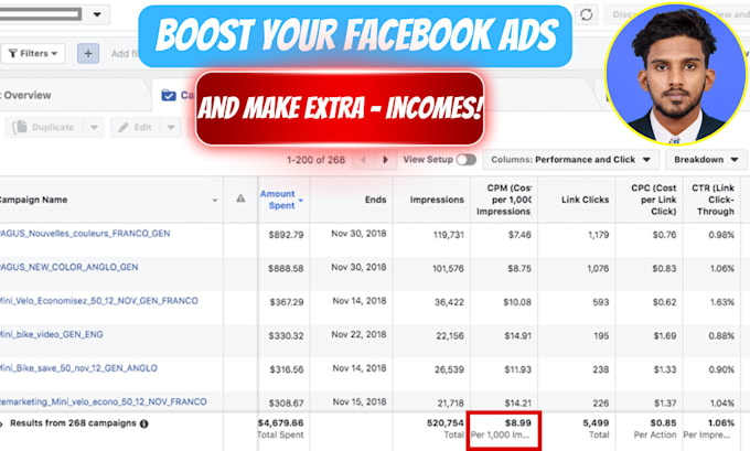 Gig Preview - Do facebook advertising, marketing, fb ads campaign,fb ads manager, instagram ad