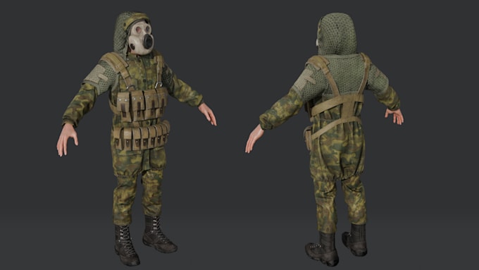 Gig Preview - Create 3d gmod character, military model,realistic aaa character with backpack