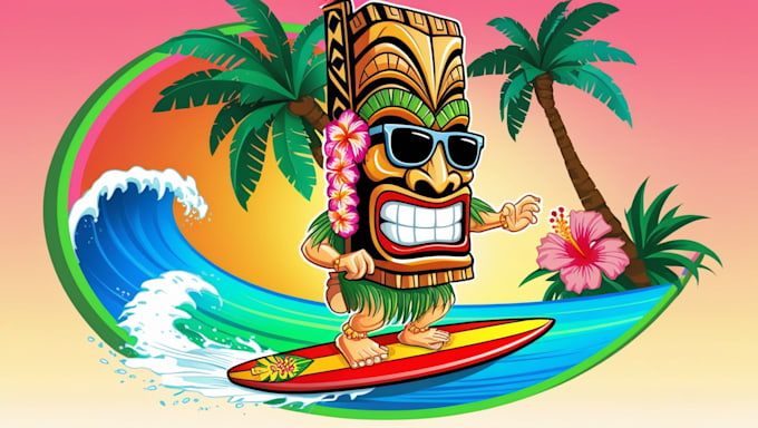 Gig Preview - Custom aloha tiki surfing logo design