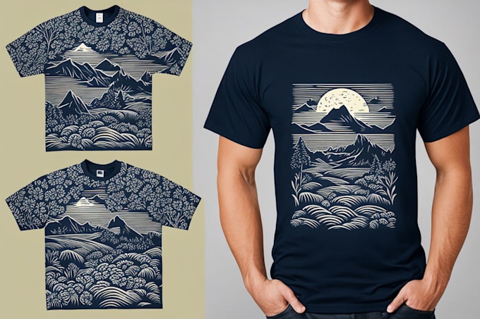 Gig Preview - Create awesome linocut style t shirt design for you