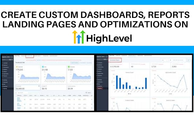 Gig Preview - Create custom dashboards, reports landing pages and optimizations on gohighlevel