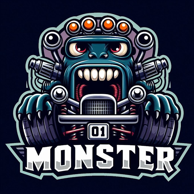 Gig Preview - Do monster car mascot logo design