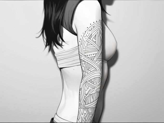 Gig Preview - Draw realism sleeve tattoo, minimalist design, geometric art