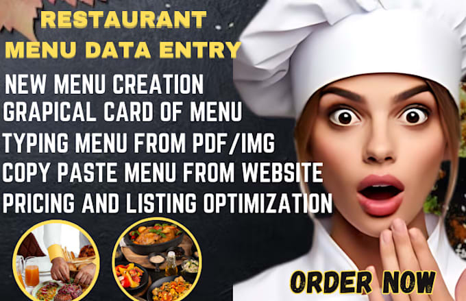 Gig Preview - Do restaurant menu data entry, menu coding, clover menu and wix