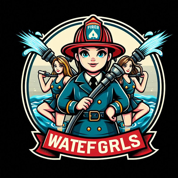 Gig Preview - Do make fire fighter water girls mascot logo design for your company name