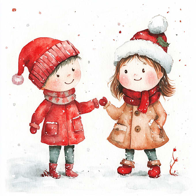 Gig Preview - Do a watercolor children and christmas illustration