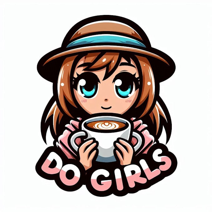 Gig Preview - Do girls cofi mug mascot logo design service for company page name