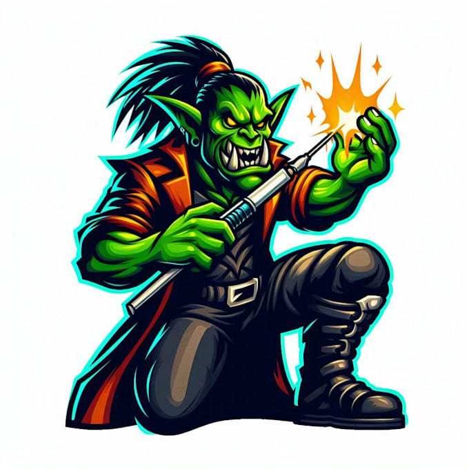 Gig Preview - Do amazing war craft goblin mascot logo design service business page