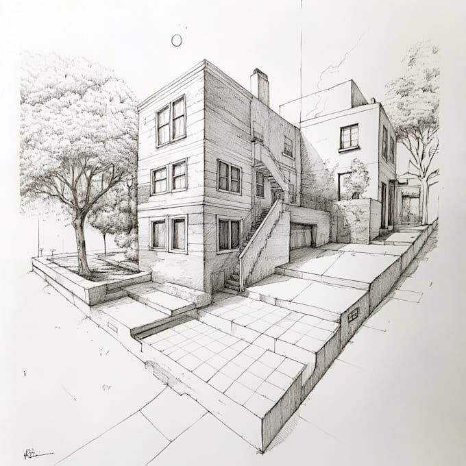 Bestseller - do perspective sketch and hand drawn illustration