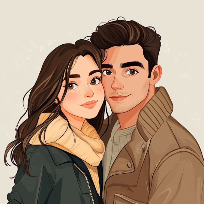 Gig Preview - Make couple or family into vector cartoon portrait