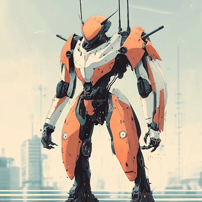 Gig Preview - Custom futuristic mecha robot character illustration art