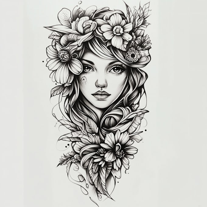 Gig Preview - Create custom realistic tattoo design, tattoo sleeve