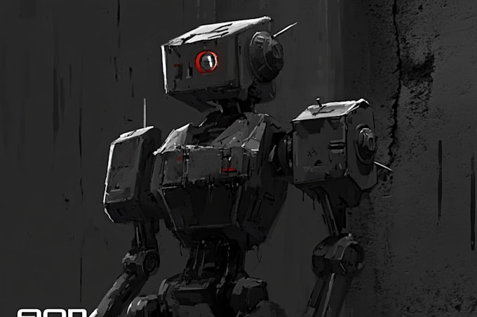 Gig Preview - Custom futuristic mecha robot character illustration art