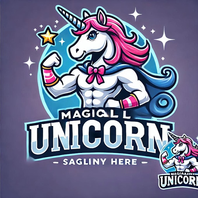 Gig Preview - Do create magical unicorn mascot logo design with unlimited revision