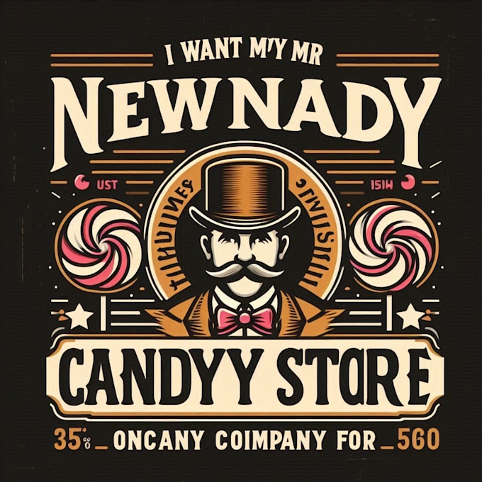 Gig Preview - Do make old fashioned candy store vintage logo design with unlimited review