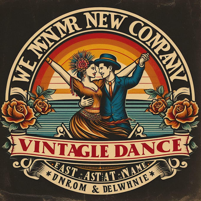 Gig Preview - Do create couple dance vintage logo design with company