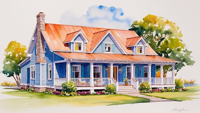 Gig Preview - Paint your house in watercolor painting style