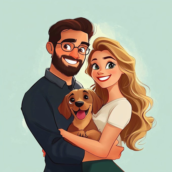 Gig Preview - Draw your couple portrait into disney style cartoon