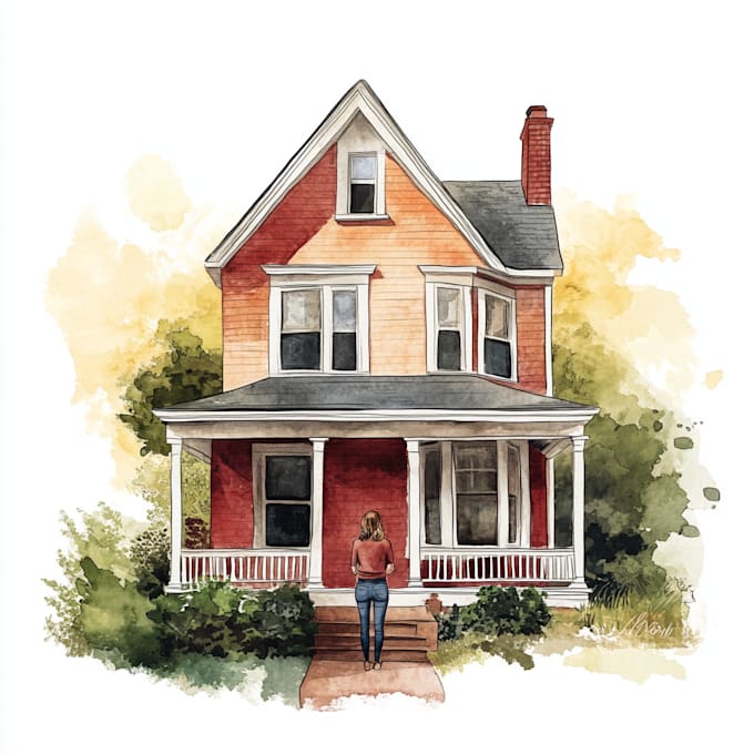 Gig Preview - Design a watercolor house portrait art for your project