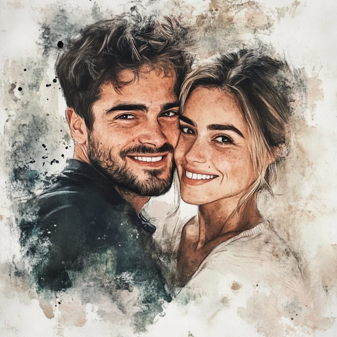 Gig Preview - Watercolor stylish realistic portrait from your family image