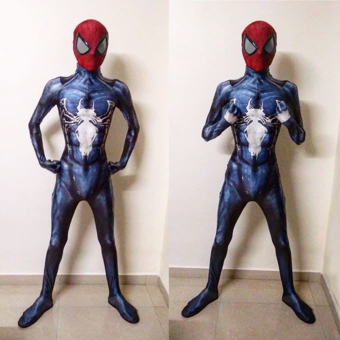 dress as Spiderman costume and convey any message