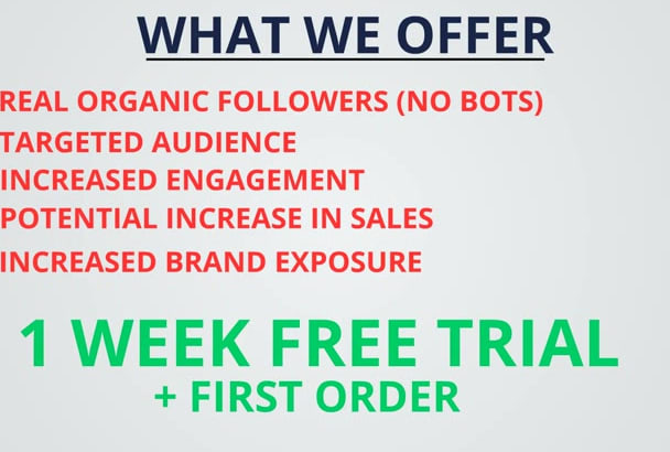 i will grow your instagram followers for 2 weeks - organic instagram followers free trial