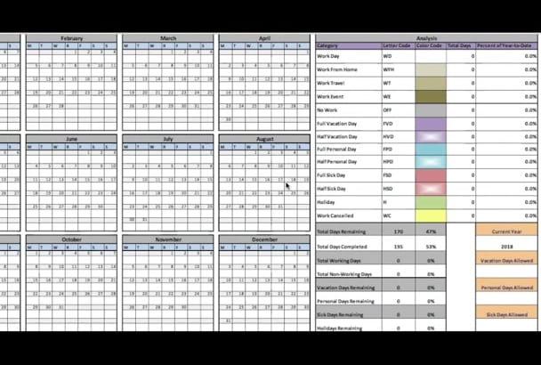Send a work calendar tracking spreadsheet by Pft_president