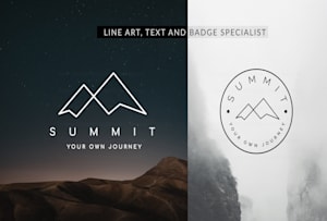 do modern line art text or badge logo design