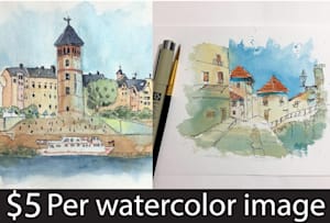 do watercolor or hand drawing illustration for you